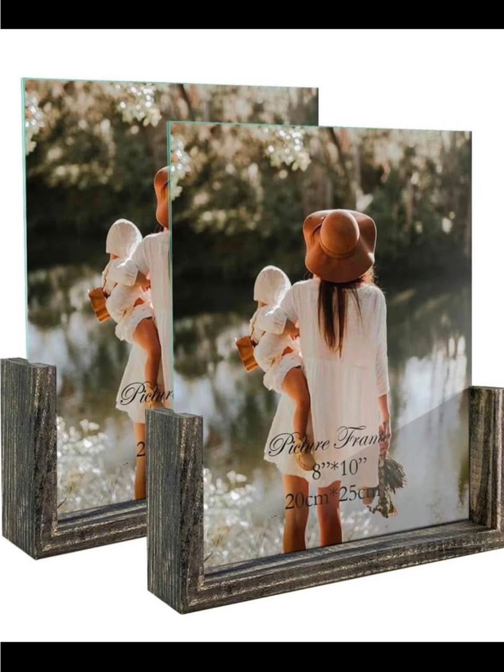 Rustic Wood-Look Glass Picture Frame - Brown (Set of 2) 8 x 10